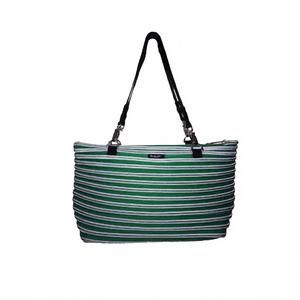 NEW BAM BAGS flat bottom tote bag in emerald & silver